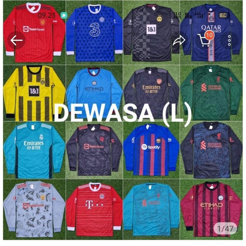 jersey bola dewasa lengan panjang