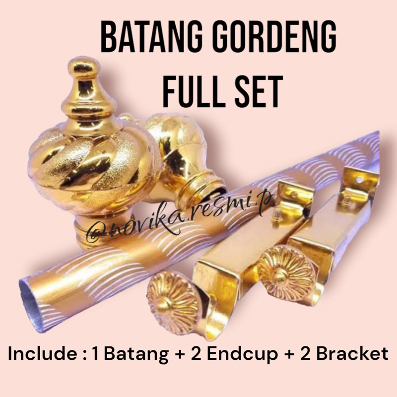 BATANG GAGANG GORDEN FULL SET FREE MAHKOTA DAN BRACKET UKURAN 50 75 CM 1 M 2 M GORDYN GAGANG GORDEN LENGKAP DENGAN MAHKOTA &amp; BRACKET