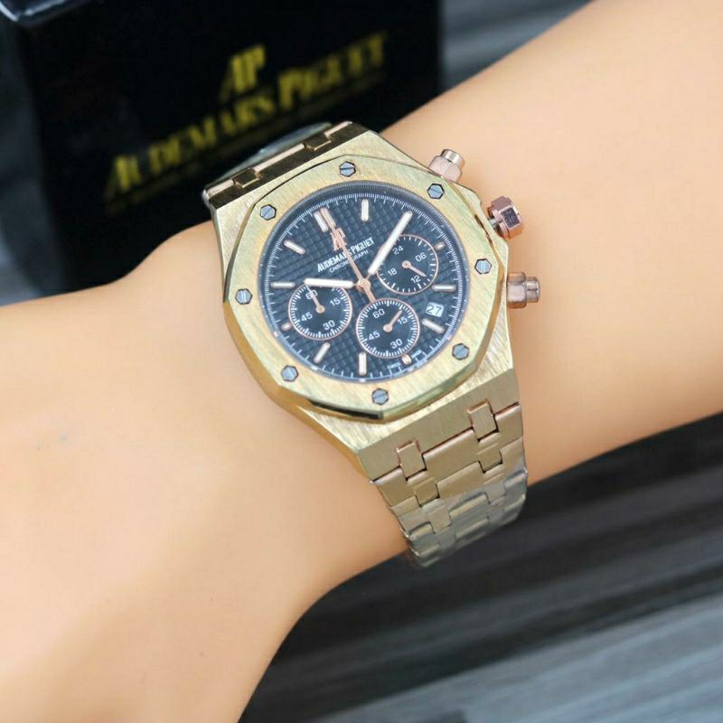 AP CHRONOGRAPH AKTIF JAM TANGAN AUDEM45 P1GUET TERBARU RANTAI STAINLISS PRIA FREE BOX