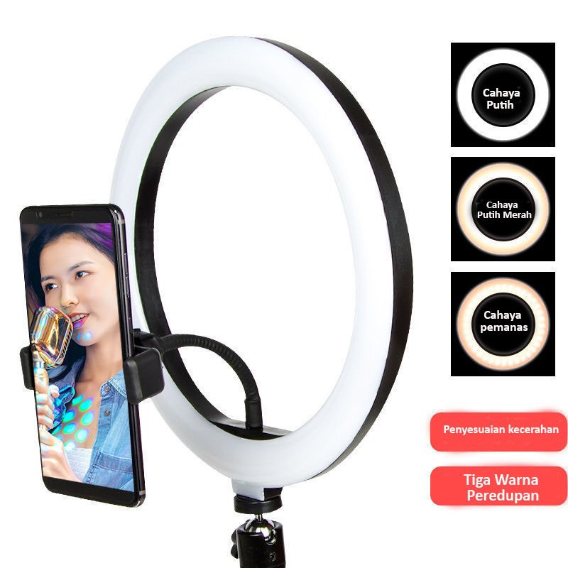 RING LIGHT LED LAMPU 26CM LAMPU MAKE UP/  VLOG/ SELFIE/ Lampu RingLinght 3 Warna