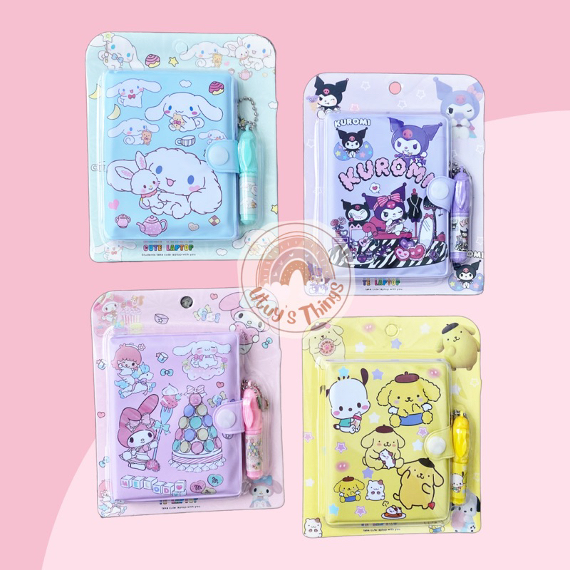 

mini note book Notes Cinnamonroll, kuromi, my melody, pompompurin, stella lou + pen