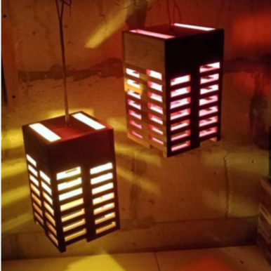 Kap lampu gantung bahan kayu jati