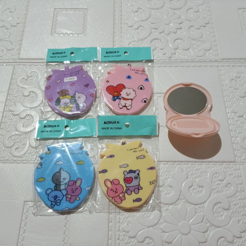 KACA SISIR / CERMIN KACA SISIR LIPAT MOTIF BTS / KACA MAKE UP / KACA SISIR KPOP / KACA SISIR BTS BT2