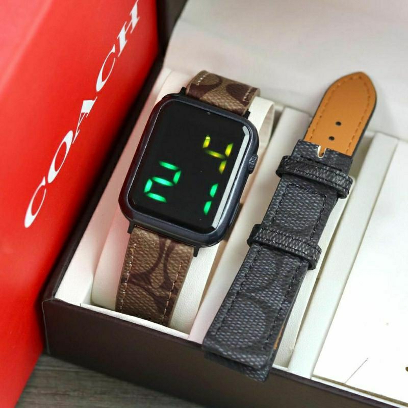 Jam Tangan Coach Digital Free Strap Kulit Terlaris Kasual Bisa COD