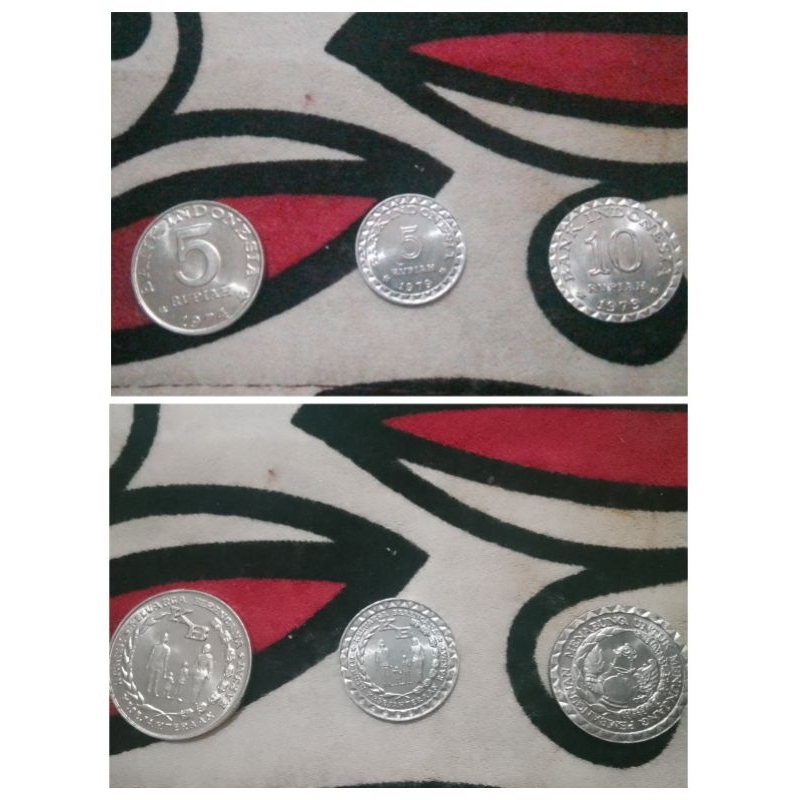 uang koin 5 rupiah tahun  1974, uang koin 5 rupiah tahun 1979, uang koin 10 rupiah tahun 1979
