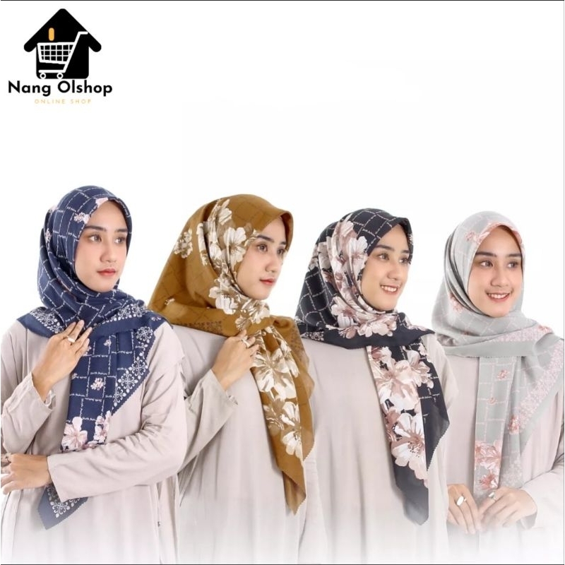 Segiempat Voal Premium Murah / Hijab Segiempat Motif Terbaru / Kerudung segiempat Motif Terlaris Uk 110x110 COD