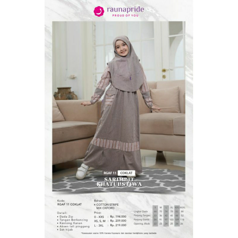 BAJU SARIMBIT RAUNA KATULISTIWA RGAF 11  # BAJU ANAK CEWEK RGAF 11 RAUNA