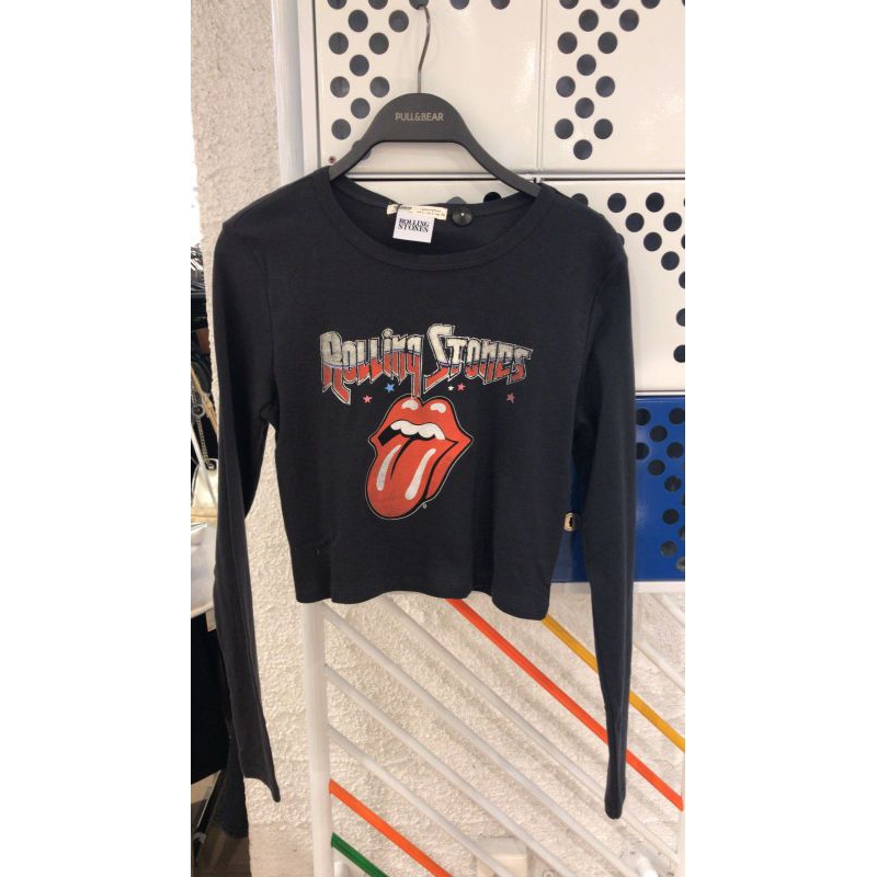 Ready Jasa titip Jastip Fit Body Top Logo Band Rolling Stones Print Tshirt Longsleeve Kaos Tangan Pa