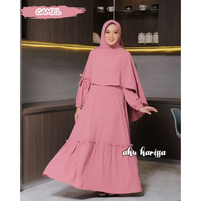 Gamis set Khimar cringkle Nindayani Nurliani Zaifa aku karissa hijab syari style bergo antem