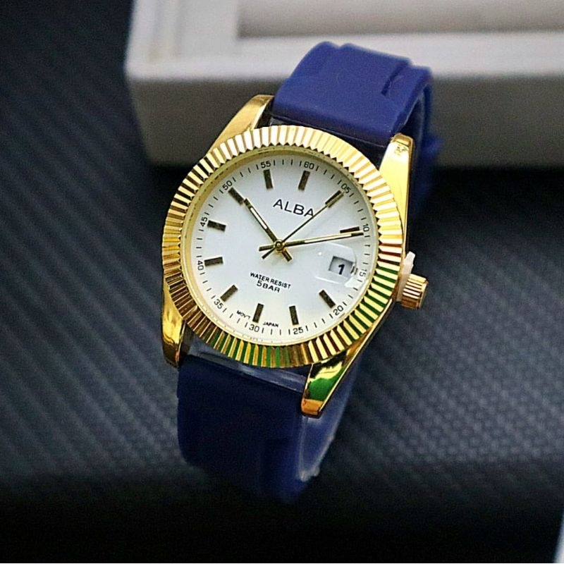 JSA 2059 JAM TANGAN WANITA ALBA TGL GERIGI RUBBER SEMI SUPER