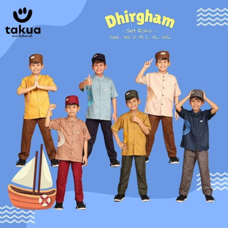 Baju koko anak Takua Dhirgham setelan Koko anak 4-12 tahun