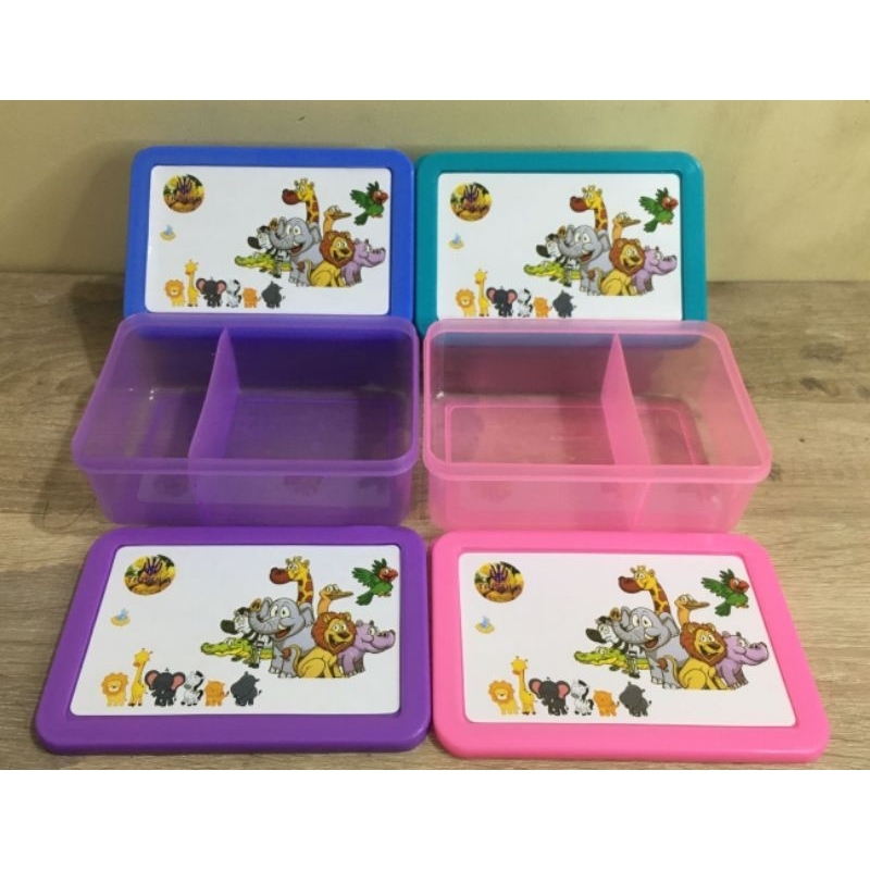 tempat makan/kotak makan/lunch box segi sekat 2 gambar jerapah