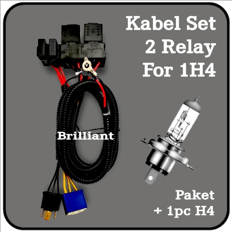 Kabel Set Relay Lampu - 2 Relay 1 Lampu - Khusus Motor Pemakai H4