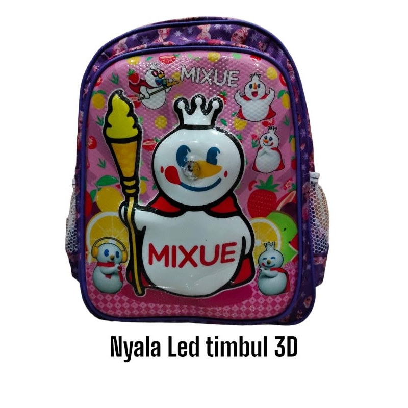 Tas Mixue Ransel anak sekolah Sd Tk Karakater miksu dino / Ransel embos timbul nyala led anak perempuan laki-laki