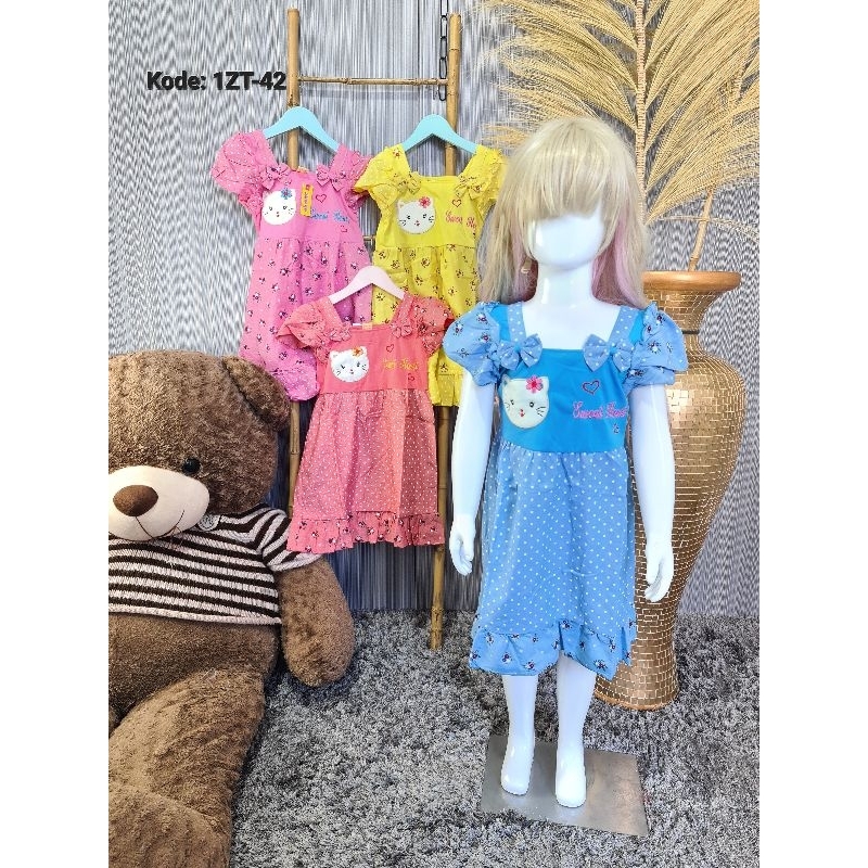 Baju Dress Anak Import Dress Katun Anak Cewek Viral Bordir Kekinian KODE 1ZT-42