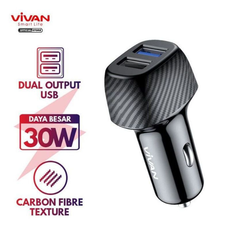 CAR CHARGER DUAL PORT QUICK CHARGE 30W 3A VIVAN CC02Q