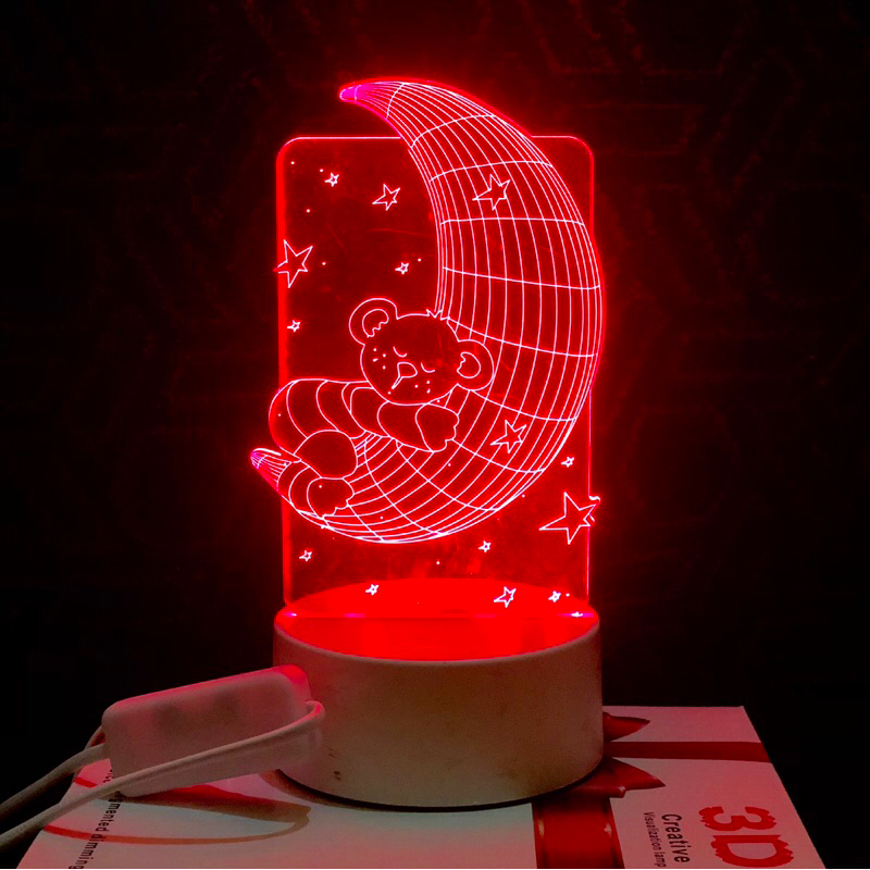 [BULAN BEAR] LAMPU HIAS KAMAR TIDUR Akrilik 3D ~ LAMPU TIDUR LED 3D AESTHETIC