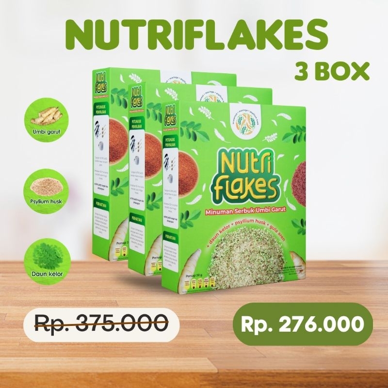 

PAKET 3 BOX NUTRIFLAKES Sereal Umbi Garut Atasi Maag dan gerd