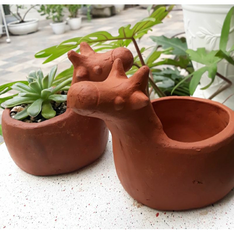 Pot Terracotta Motif Hewan | pot batu | pot aesthetic | home decor | pot hias | pot keramik