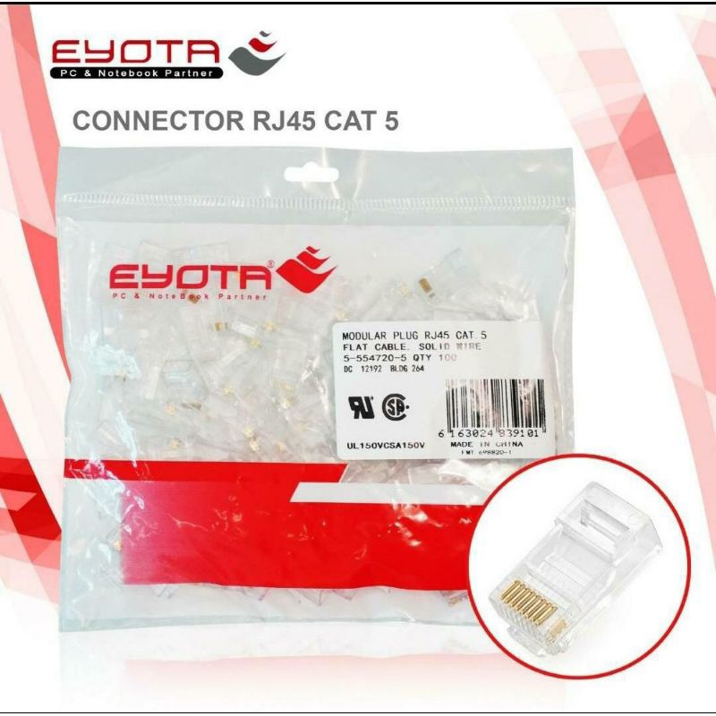 Konektor RJ45 Cat5 / Modular Plug RJ45 Cat5 isi100