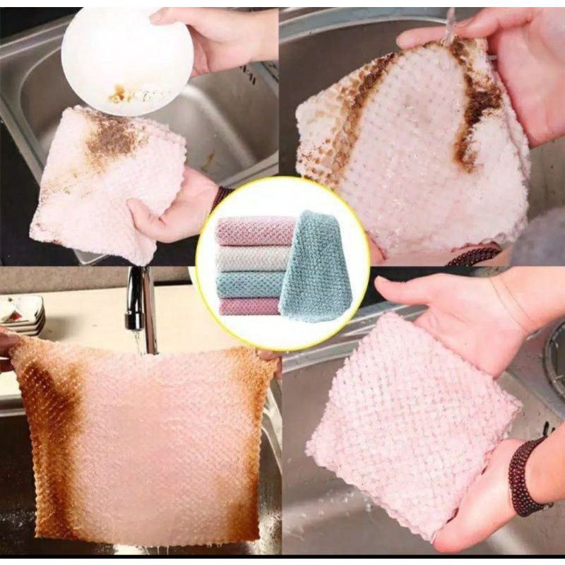 Lap piring microfiber ukuran 30 × 30 cm isi 3pcs | Lap kain daya serap tinggi | Serbet serbaguna