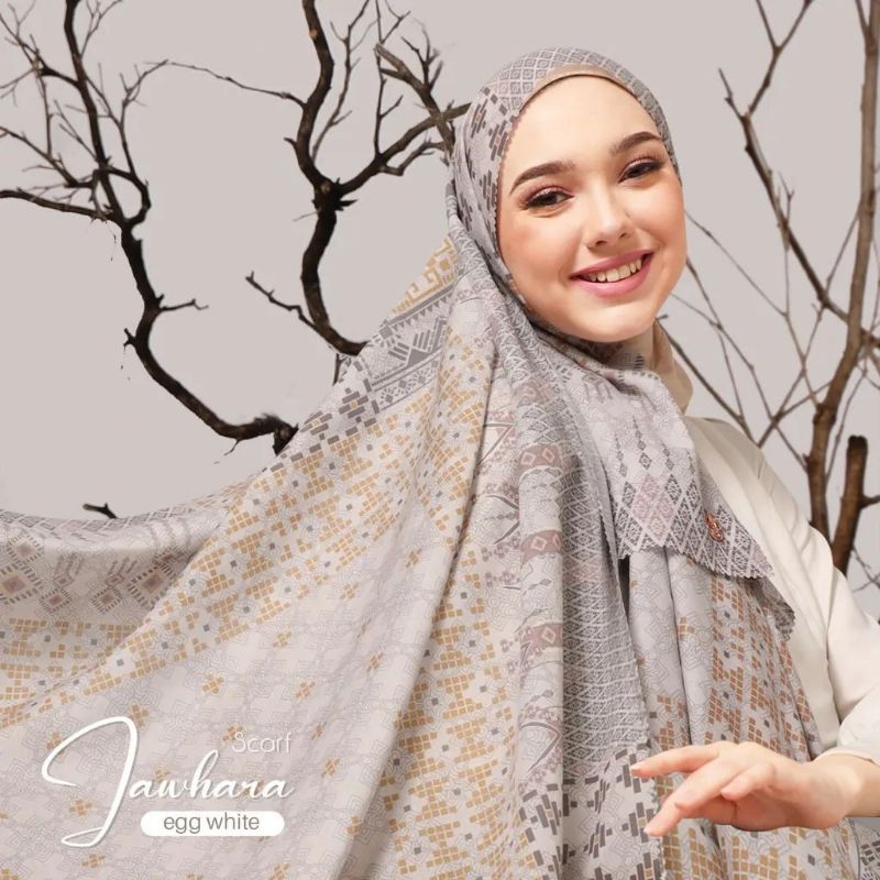 JAWHARA SCARF BY YESSANA MOTIF EGG WHITE