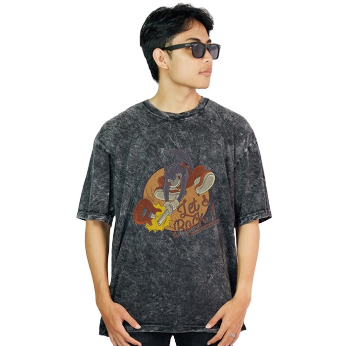 Kaos Oversize Wash Original Endrock Tema Cat RocknRoll DTF004