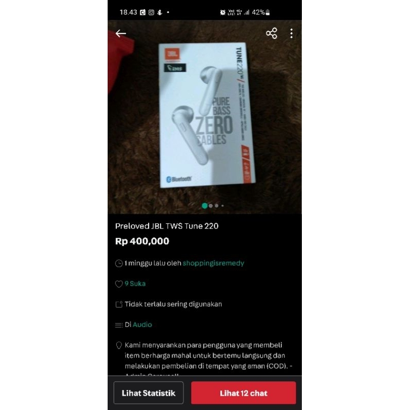 preloved jbl tws tune