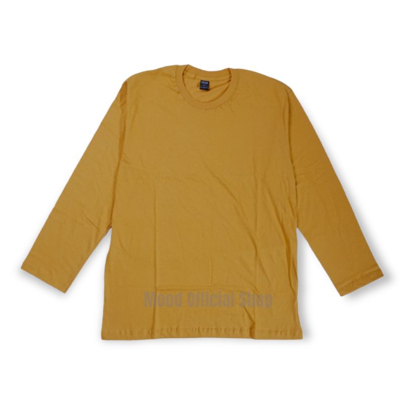 Kaos Polos Panjang Cotton Combed 30s Kuning Kunyit / Grosir Kaos Katun / Kaos Kuning Polos