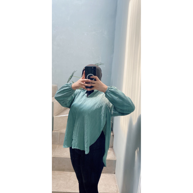 Becca Kemeja Blouse LD 120cm Belah Samping Blouse Big Size Jumbo Terbaru