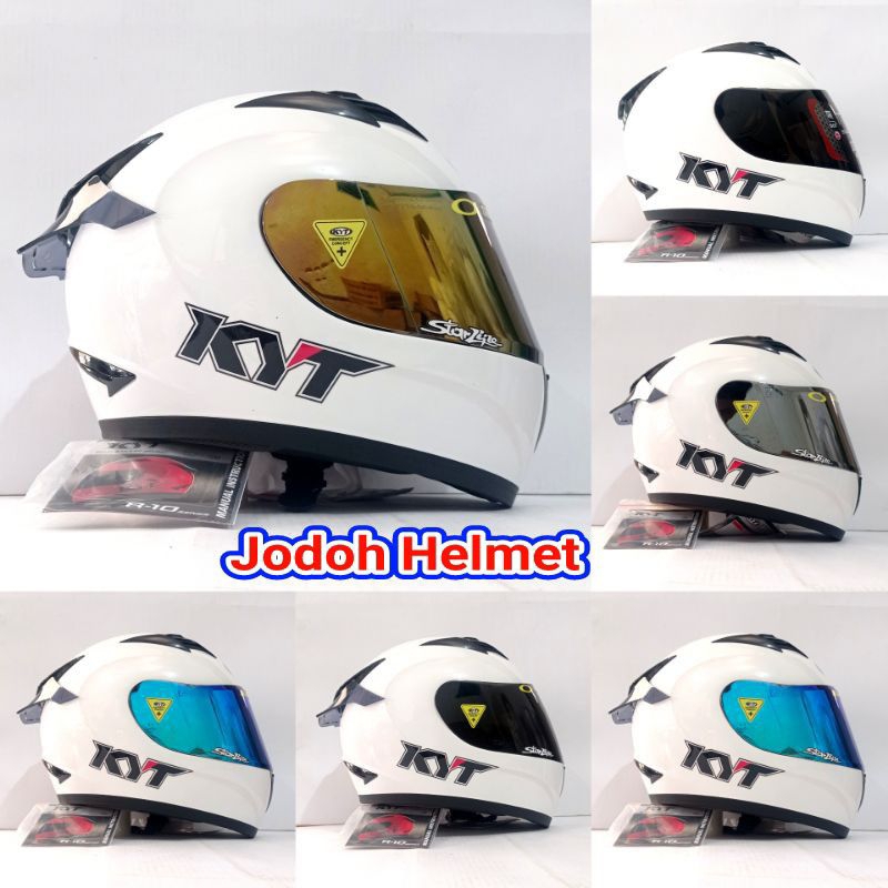 PROMOHELM KYT R10  FULL FACE SOLID WHITE PAKET GANTENG