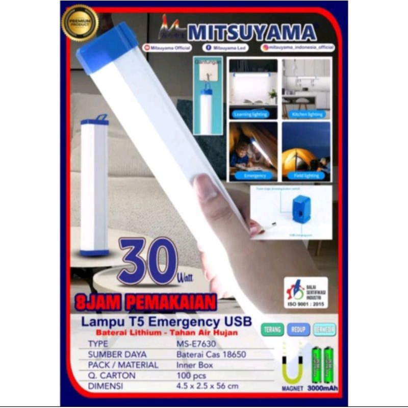 Lampu Emergency Led neon panjang Mitsuyama MS E 7630 10w 15w 30w