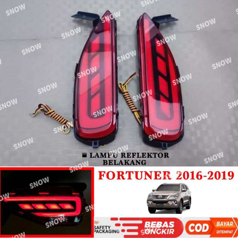 Reflektor Bumper Belakang Lampu All New Fortuner VRZ 2016 2018 2020 Mata Kucing Led