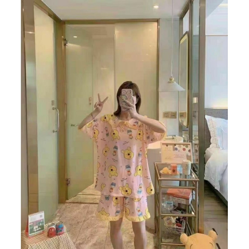 Baju tidur piyama setelan pita import/Set piyama korea