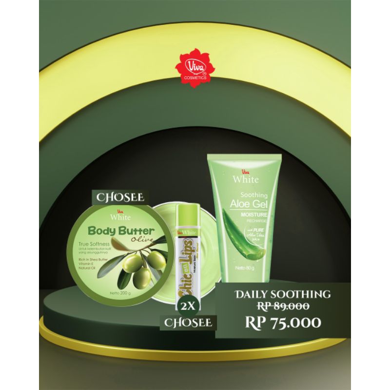 Paket 1 Body Butter _(bisa pilih varian)_2 Chic On Lips _(bisa pilih varian)_1 Soothing Aloe Gel Viva