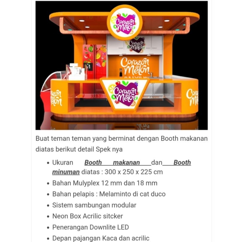 Booth untuk jualan makanan atau minuman di mall