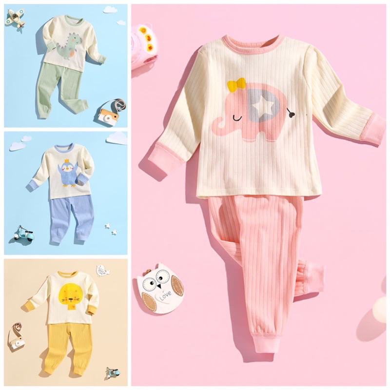 Setelan Lengan Panjang Premium Anak Laki Laki Perempuan Import / Setelan Piyama Anak Import / Baju Tidur Anak