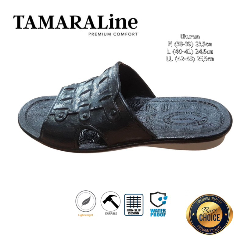 Sandal Selop Slide Slip on Karet Pria Dewasa / Remaja - TAMARALINE 135-2W / Bahan Premium Lentur Empuk Ringan Kuat Anti Slip Anti Air Model Sandal Casual Santai Rumah Hotel Outdoor Kamar Mandi Murah Original