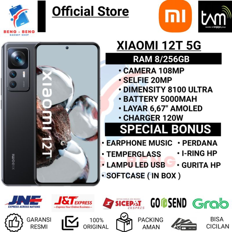 XIAOMI 12T 5G NFC RAM 8/256GB GARANSI RESMI TAM - BONUS