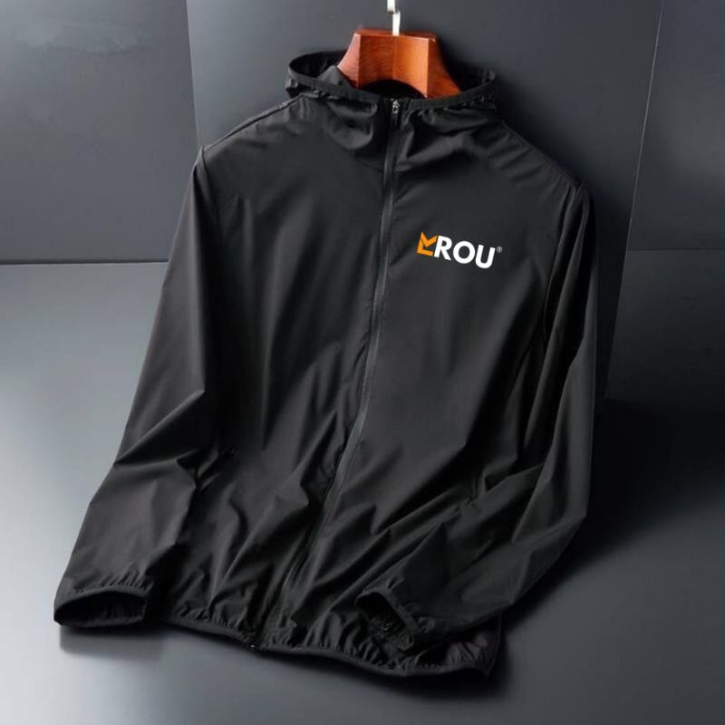 Jacket Olahraga Parasut Waterproof Outdoor Hiking Sportwear Anti UV Saku Resleting Pria Wanita Runni