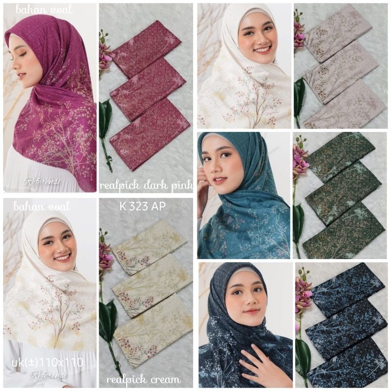 jilbab segi empat  motif voal motif lasercut denay motif voal motif premium (harga grosir partai)