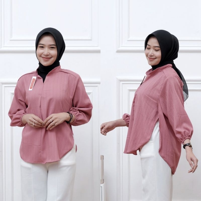 Outer Livia Blouse Wanita Oversize Lady Crush Kemeja Wanita Style Korean Polos