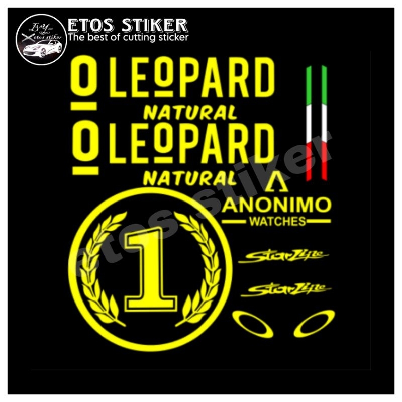 cutting sticker helm leopard helm half face - etos stiker