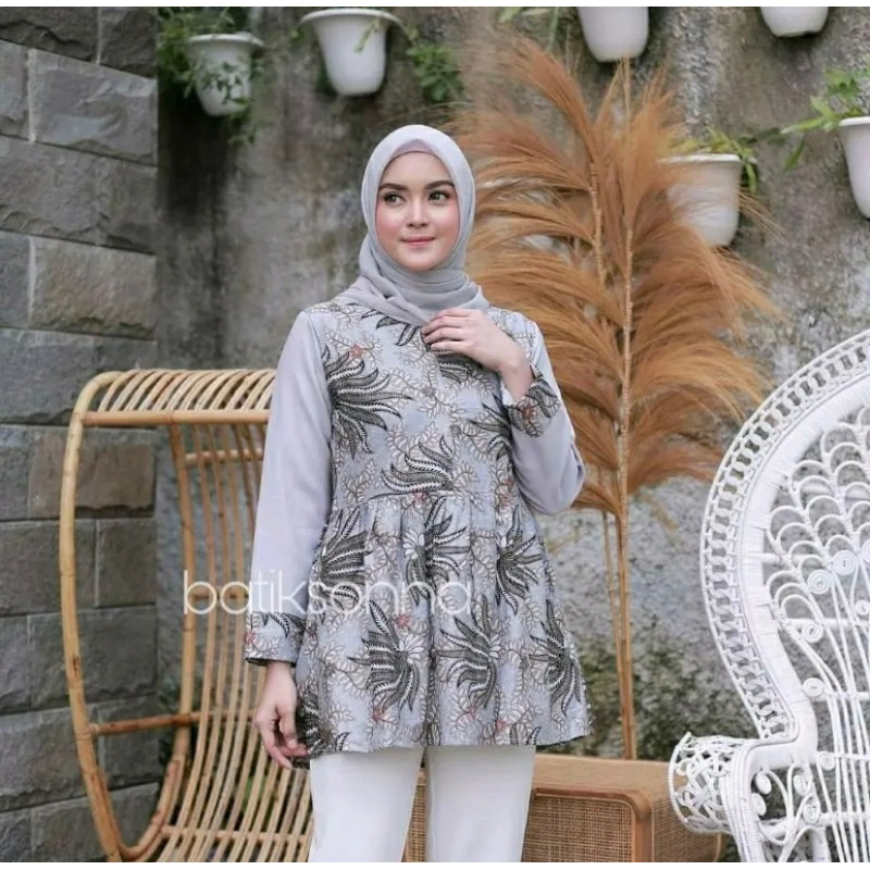 BAJU BATIK WANITA MODERN MONALISA GENES M,L,XL asli PEKALONGAN BATIK KERJA