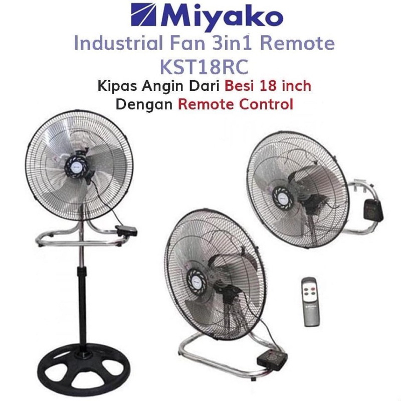 STANDFAN STAND FAN KIPAS ANGIN BERDIRI BESI MIYAKO 3in1 KST-18RC KST 18 RC / KST 182 PRC REMOT KIPAS