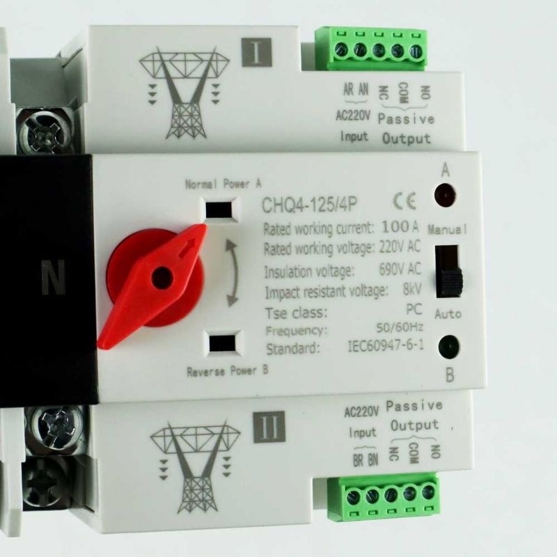 TOMZN Din Rail Power Supply Automatic Control Transfer Switch 4P - CHQ4-125/4P