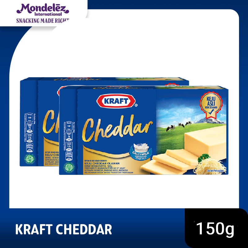 

Kraft Keju Cheddar Blok, 150g. Keju asli dari susu New Zealand - twinpack