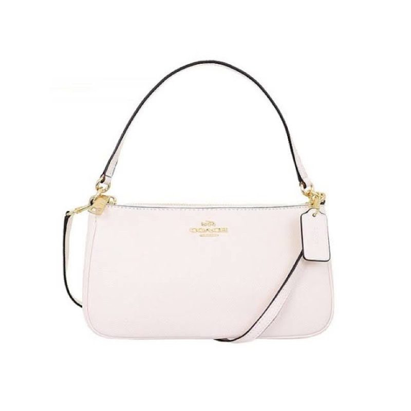 Coach Top Handle Pouch in white leather