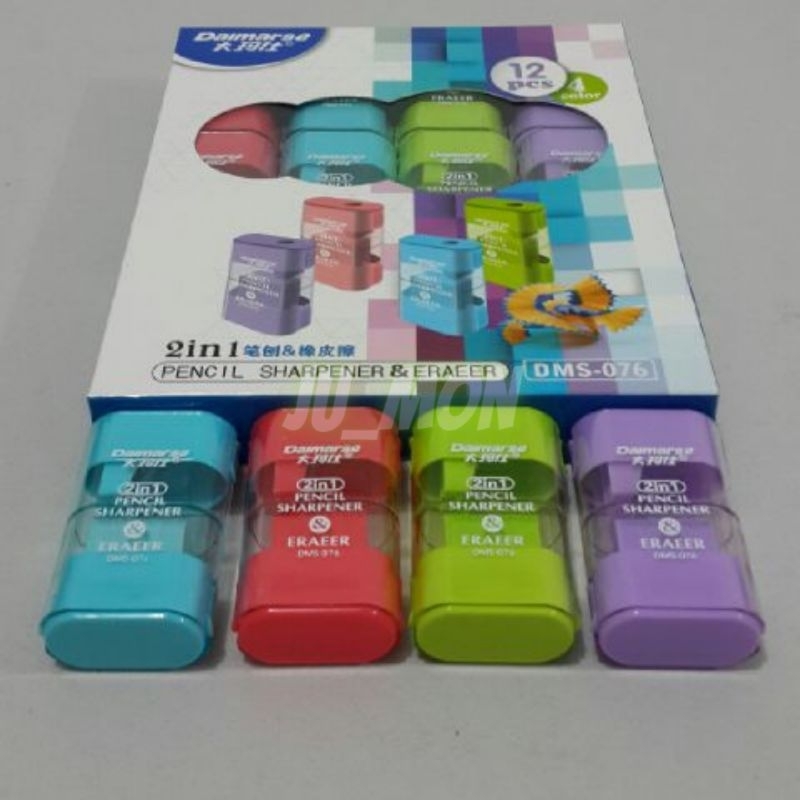 

Serutan/ Peruncing/ Rautan + Eraser/ Penghapus/ Stip 2in1 Bulat/ Segi DMS