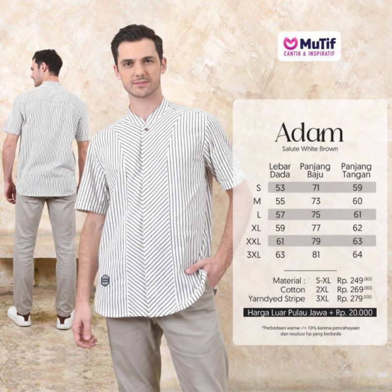 Mutif Couple Series Adam Hawa Salute White Brown Gamis Adan Koko Hawa